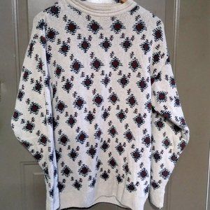 Cream Tan Pattern Knit Sweater
